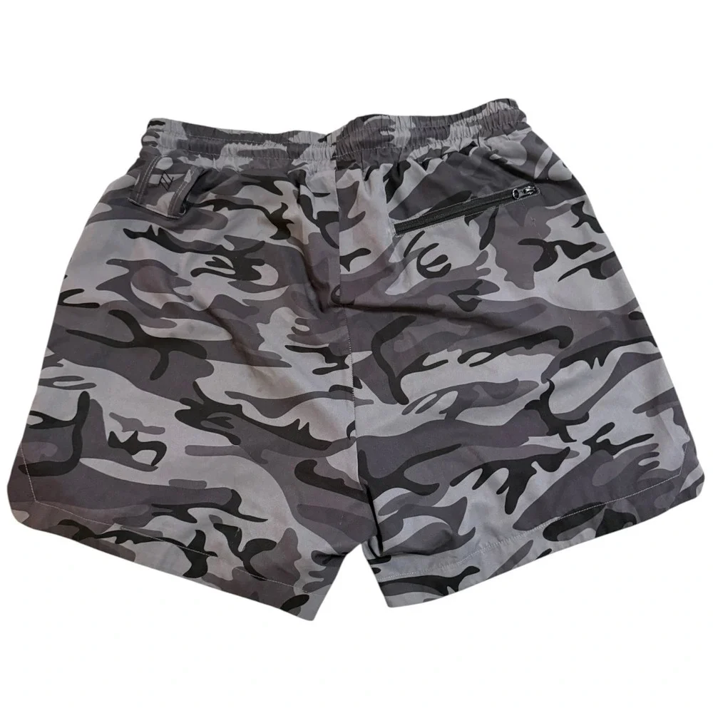 Zyia Active Men's Gray Camo 5 Star Lined Running Shorts Workout Size M Athletic‎